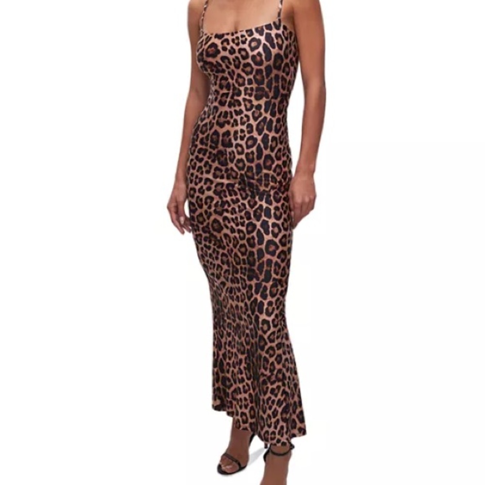 Good American Leopard Print Slip Maxi Dress